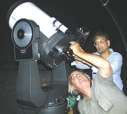 Dr. Ragbir Bhathal and Leon Darcy adjusting the 16" Meade LX200